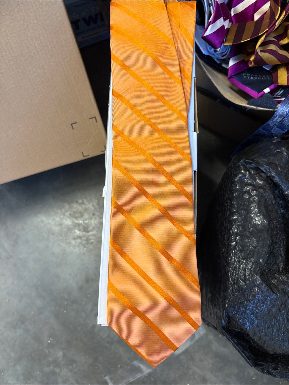 Brooks Brothers Orange Diagonal Stripe Tie
